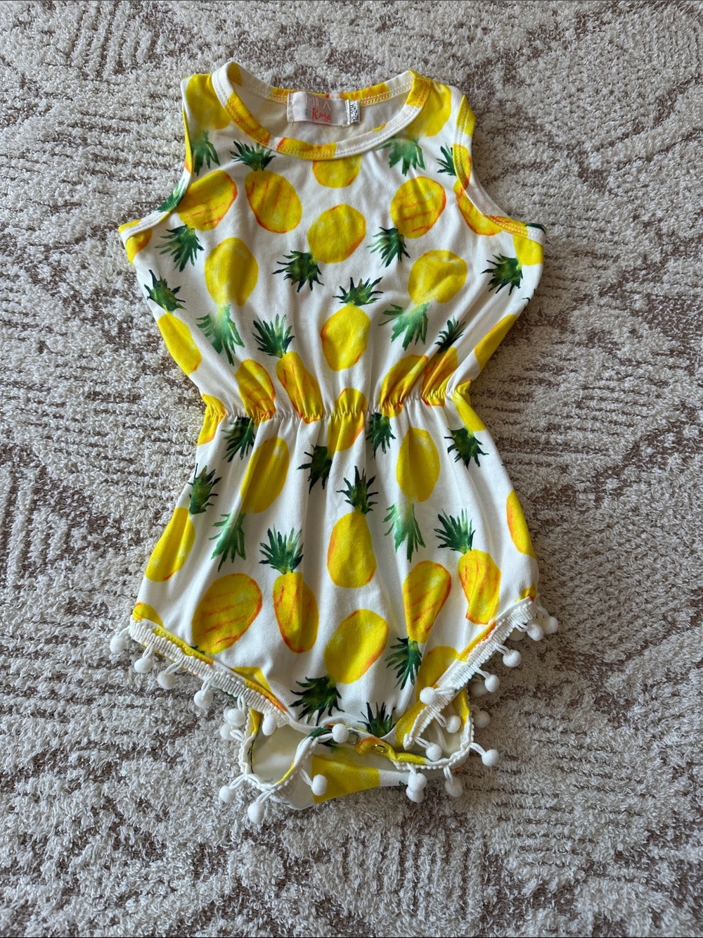 Boutique Kauai Pineapple Pom Pom Romper Tropical baby One Piece buttery soft